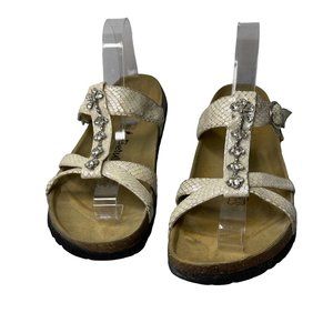 Birkenstock Betula ivory  multi strap bejeweled women's size 40/9 sandals